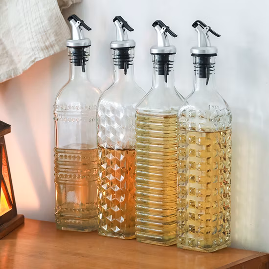 Olio e Aceto Bottiglia di Olio d'Oliva Dispenser per Olio d'Oliva in Vetro Dispenser per Olio e Aceto da 250 ml con Beccuccio